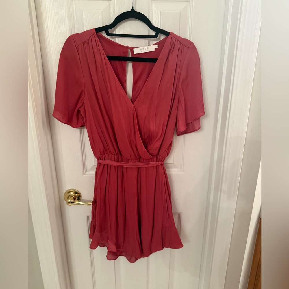 Astr The Label | Satin Ruffle Hem Romper